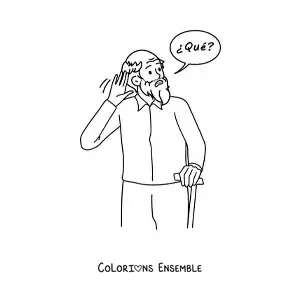 Image à colorier d'un grand-père malentendant