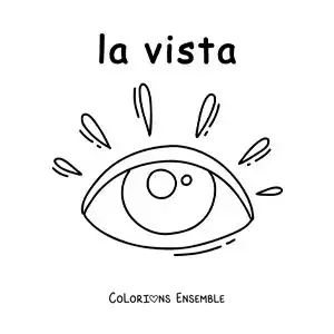 Image à colorier d’une fiche éducative sur le sens de la vue