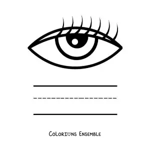 Image à colorier d’une activité éducative pour enfants sur le sens de la vue