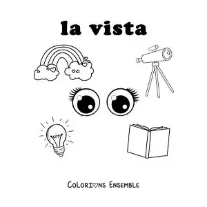 Image à colorier de symboles du sens de la vue pour enfants