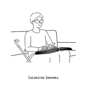 Image à colorier d’une personne aveugle lisant le braille