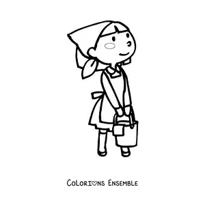 Image à colorier d’une femme au foyer en dessin animé