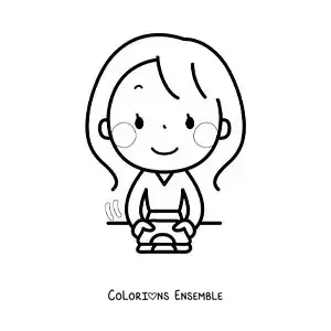 Image à colorier d’une femme pliant le linge fraîchement lavé