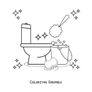 Image à colorier d'articles de nettoyage pour la salle de bain