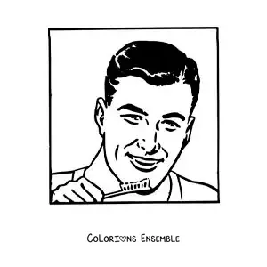 Image à colorier d'un bel homme vintage se brossant les dents