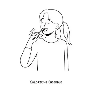 Image à colorier d'une fille se brossant les dents