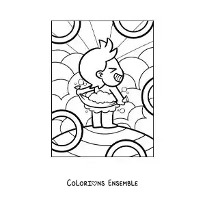 Dessin à colorier d’un petit garçon qui se sèche après le bain