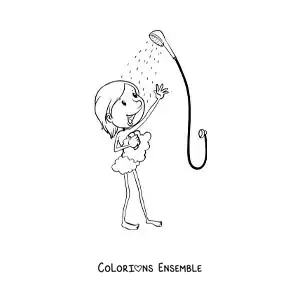 Dessin à colorier d’un garçon sous la douche