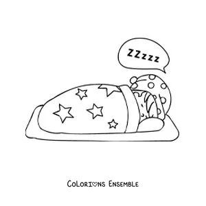 Image à colorier d'un petit garçon en pyjama qui dort dans son lit