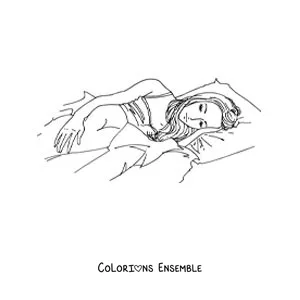 Image à colorier d'une fille style anime qui dort dans son lit
