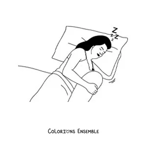 Image à colorier d'une femme endormie dans son lit