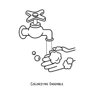 Image à colorier de l'hygiène des mains à l'eau et au savon