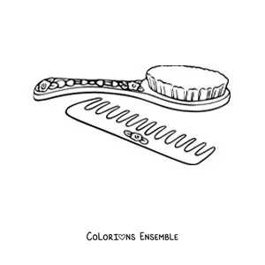Image à colorier d'une brosse et d'un peigne