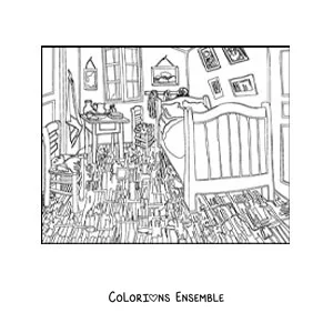 Image à colorier de La Chambre à Arles de Van Gogh