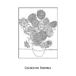Image à colorier des tournesols de Van Gogh