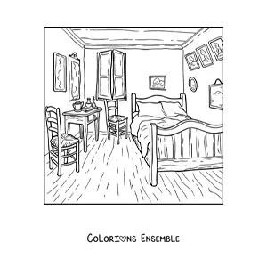 Image à colorier d'un tableau célèbre de Van Gogh pour les enfants