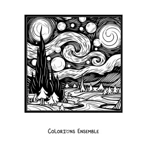 Image à colorier d'une peinture célèbre de Van Gogh