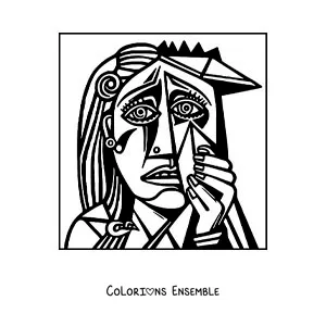 Image à colorier d'un portrait dans le style de Picasso