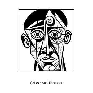 Image à colorier d'un tableau inspiré de Picasso