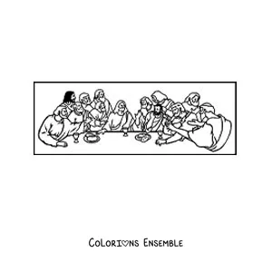 Image à colorier d'un tableau célèbre de Léonard de Vinci pour les enfants