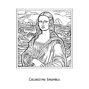 Image à colorier de Mona Lisa de Léonard de Vinci