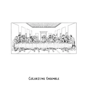 Image à colorier de La Cène de Léonard de Vinci