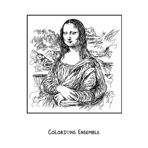 Image à colorier de La Joconde de Léonard de Vinci
