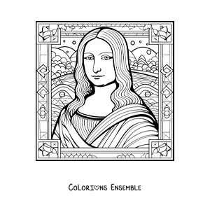 Image à colorier de la Mona Lisa pour les enfants