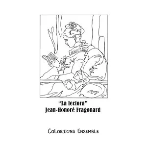 Image à colorier de La liseuse de Jean Honoré Fragonard