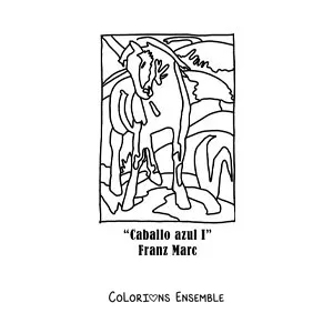 Image à colorier du Cheval bleu de Franz Marc