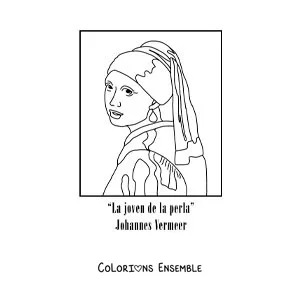Image à colorier de La jeune fille à la perle de Johannes Vermeer