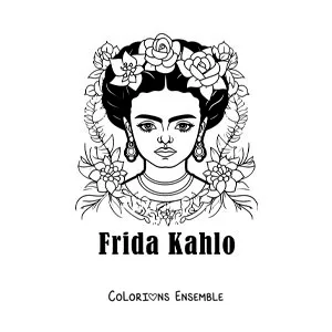 Image à colorier d'une caricature de Frida Kahlo
