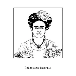 Image à colorier d'un portrait de Frida Kahlo