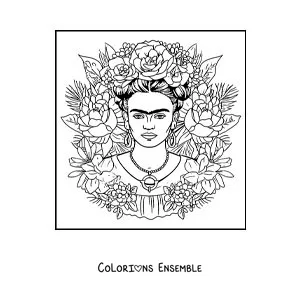 Image à colorier d'une peinture de Frida Kahlo