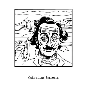 Image à colorier de Salvador Dalí et son art