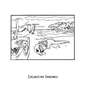 Image à colorier de La persistance de la mémoire pour les enfants