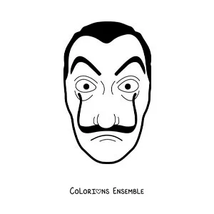 Image à colorier d'un masque de Dalí