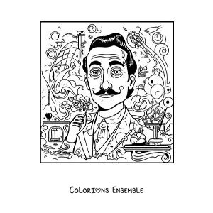 Image à colorier du surréalisme de Salvador Dalí