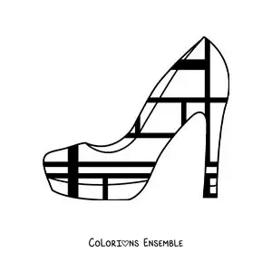 Image à colorier d'une création de chaussure dans le style de Mondrian