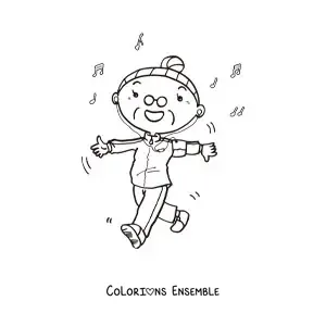 Image à colorier d'une mamie qui fait de l'exercice