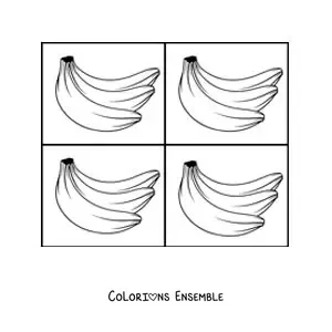 Image à colorier d'un dessin de bananes dans le style d'Andy Warhol