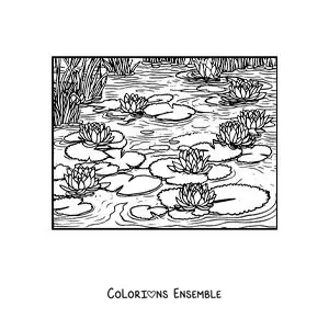Image à colorier de nymphéas dans le style de Monet