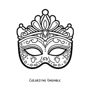 Image à colorier d'un loup de carnaval à découper