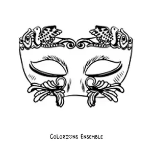 Image à colorier d'un masque de carnaval avec des ornements