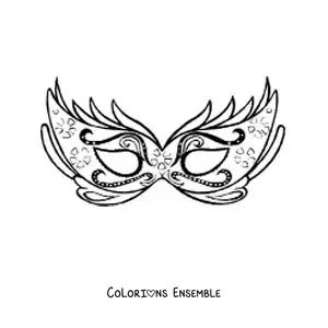 Image à colorier d'un masque de carnaval élégant