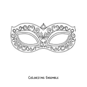 Image à colorier d'un loup de carnaval élégant à découper