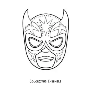 Image à colorier d’un masque de lucha libre pour les enfants