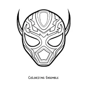 Image à colorier d’un masque de catcheur mexicain