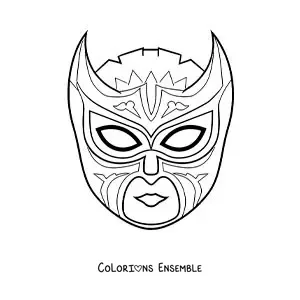 Image à colorier d’un masque de catcheur à découper