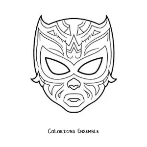 Image à colorier d’un masque de catcheur pour Halloween